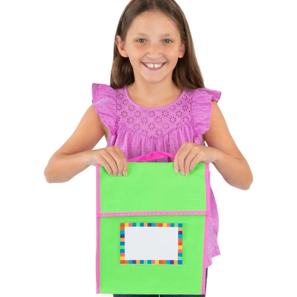 Store More® Medium Book Pouches And Labels - Neon Colors - Set Of 12