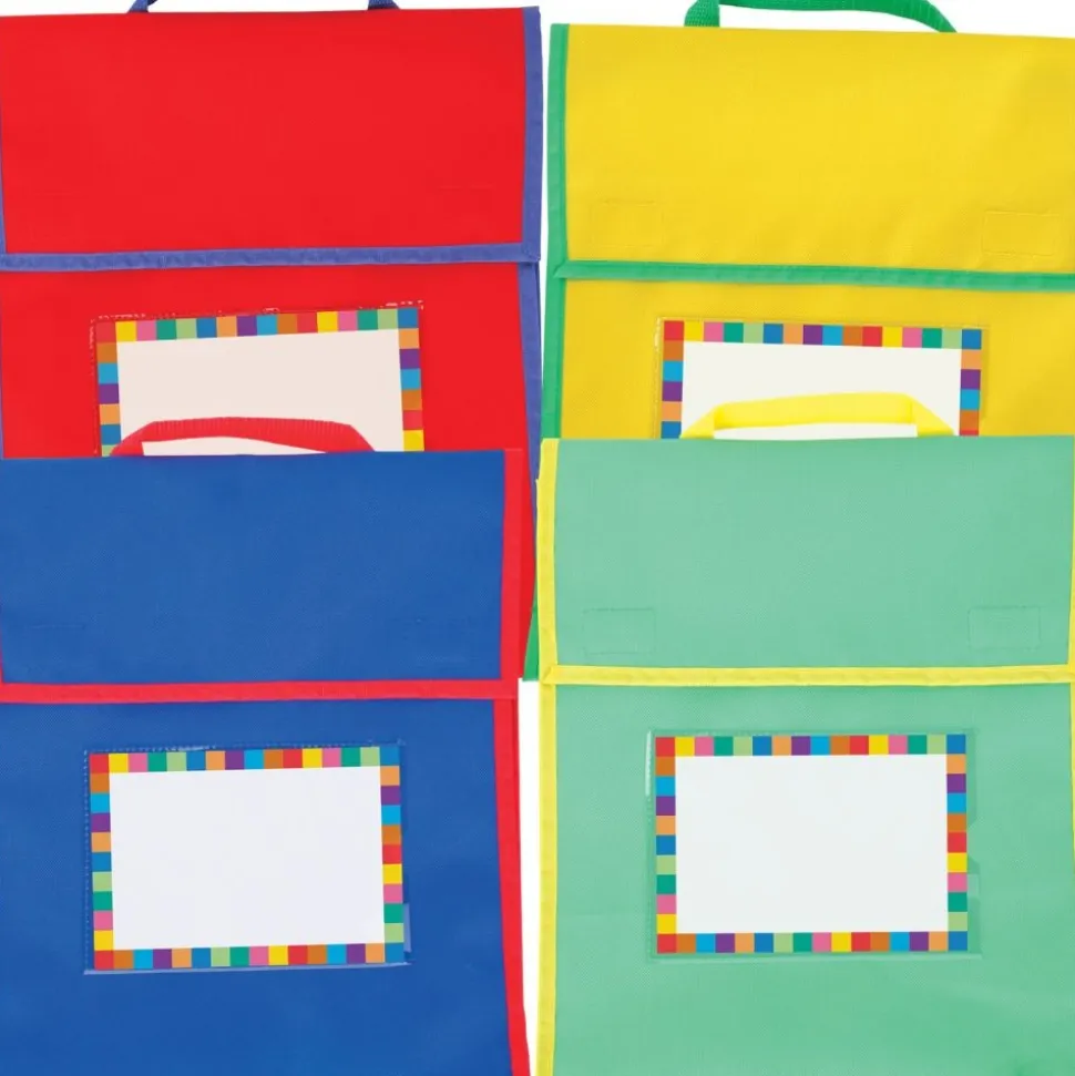 Store More® Medium Book Pouches And Labels - Primary Colors - Set Of 12