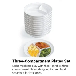 Three Compartment Plates - Set of 12