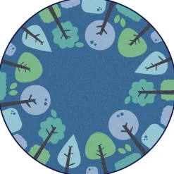 Tranquil Trees Blue 6' Round KIDSoft Premium Carpet