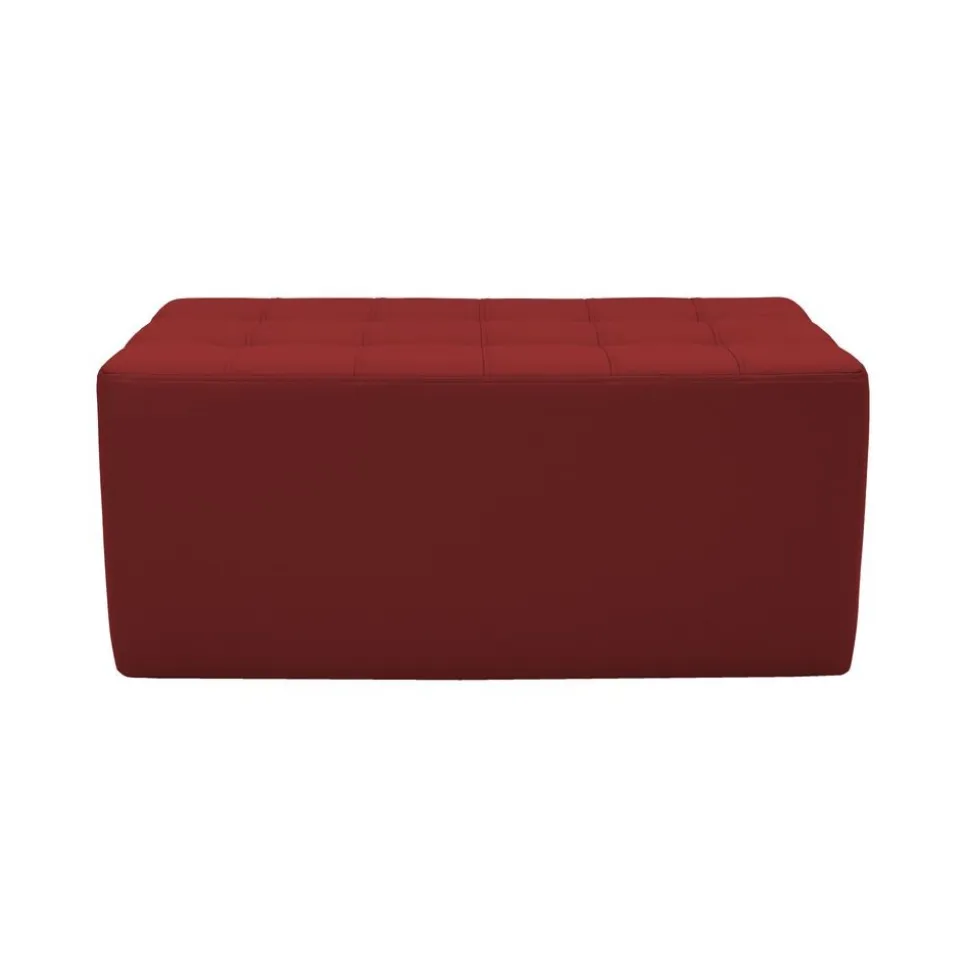Tufted Rectangle Ottoman 16" Height-Crimson