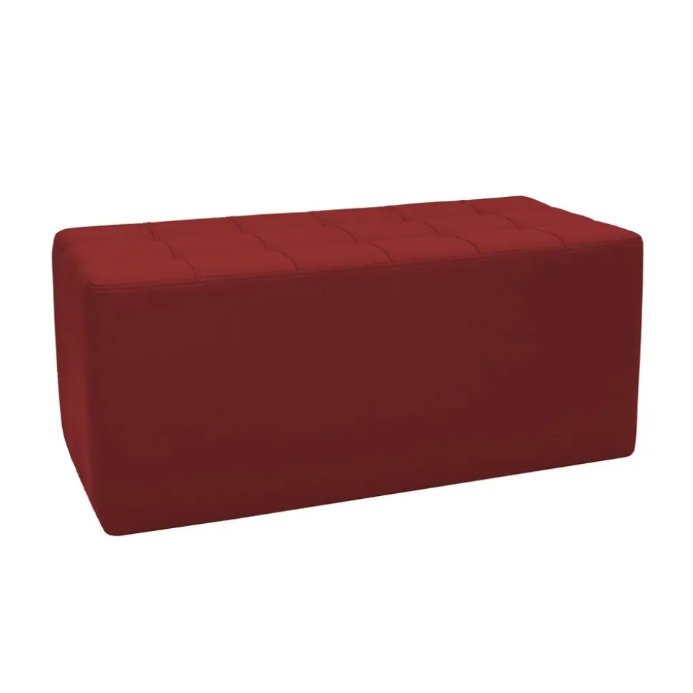Tufted Rectangle Ottoman 16" Height-Crimson