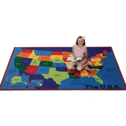 USA Map 4' x 6' Rectangle Kids Value Carpet