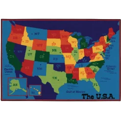 USA Map 4' x 6' Rectangle Kids Value Carpet