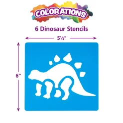 Washable Plastic Dinosaur Stencils - Set of 6