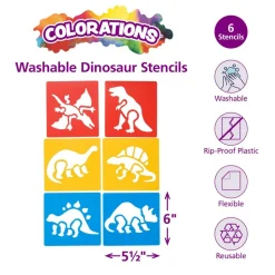 Washable Plastic Dinosaur Stencils - Set of 6