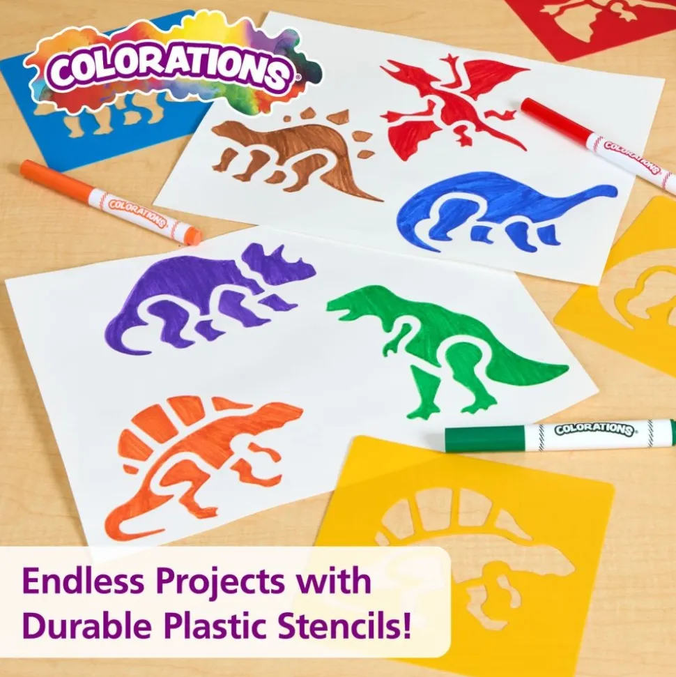 Washable Plastic Dinosaur Stencils - Set of 6