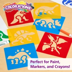 Washable Plastic Dinosaur Stencils - Set of 6
