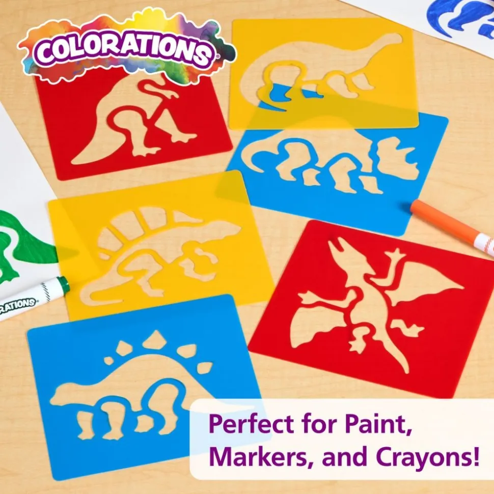 Washable Plastic Dinosaur Stencils - Set of 6
