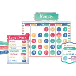 Watercolor Calendar Bulletin Board Set - 87 pcs