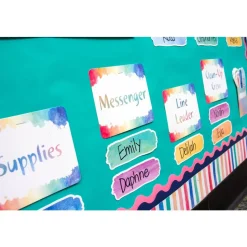 Watercolor Classroom Jobs Bulletin Board Set - 49 pcs