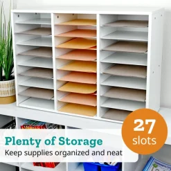 White 27-Slot Mail Center With Trays - 6-Color Grouping