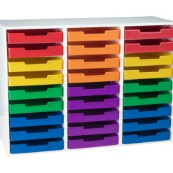 White 27-Slot Mail Center With Trays - 6-Color Grouping