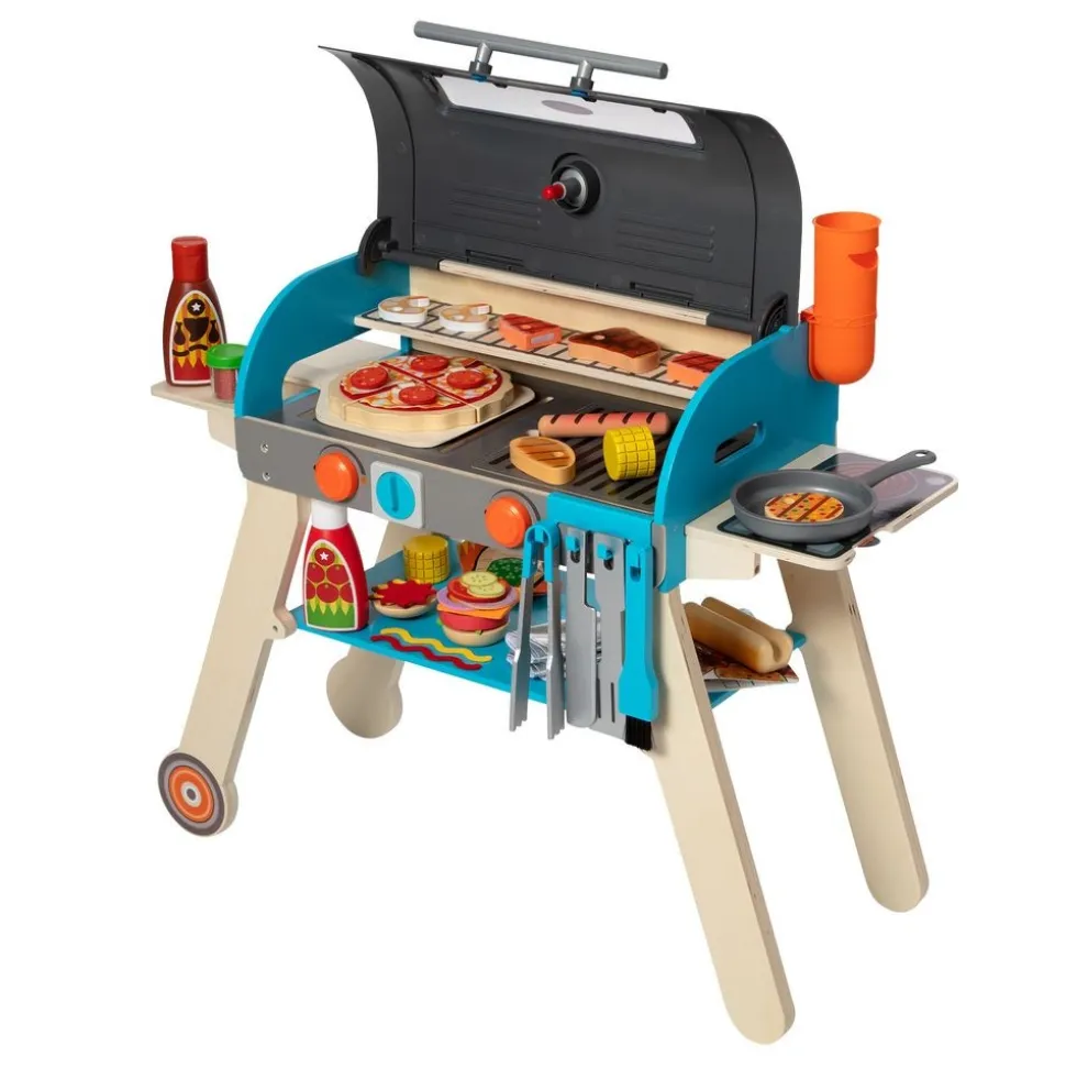 Wooden Deluxe Barbecue Grill, Smoker and Pizza Oven