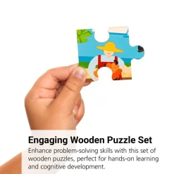 Wooden 48-Piece Puzzle Kit - Set of 8