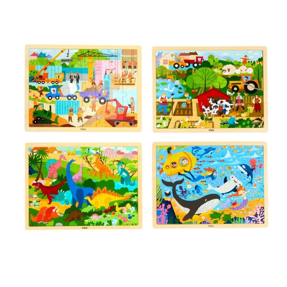Wooden 48-Piece Puzzle Kit - Set of 8