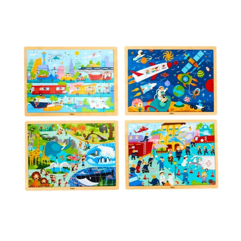 Wooden 48-Piece Puzzle Kit - Set of 8