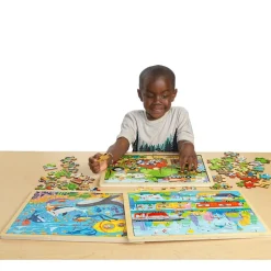 Wooden 48-Piece Puzzle Kit - Set of 8