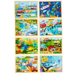 Wooden 48-Piece Puzzle Kit - Set of 8