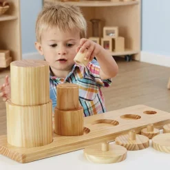 Wooden Toddler Sorting Pots - Set of 5 w/ tray