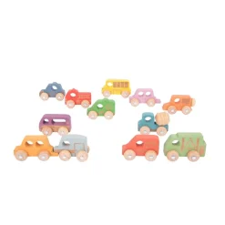 Wooden Vehicles, Set of 12 - Rainbow