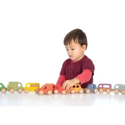 Wooden Vehicles, Set of 12 - Rainbow
