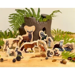 Woodland Animals Families Wooden Characters - 12pcs