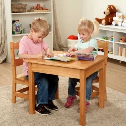 Wood Table and Chairs 3-Piece Set