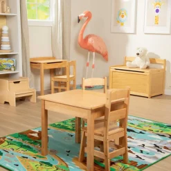 Wood Table and Chairs 3-Piece Set