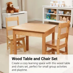 Wood Table and Chairs 3-Piece Set