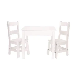 Wood Table and Chairs 3-Piece Set, White