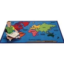 World Map 4' x 6' Rectangle Kids Value Carpet