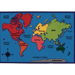 World Map 6' x 9' Rectangle Kids Value PLUS Carpet