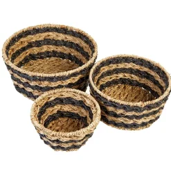 Woven Rush Grass Bowls - Set of 3