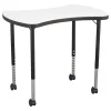 23" x 35" Bowtie Dry-Erase Adjustable Activity Table with Mobile Legs
