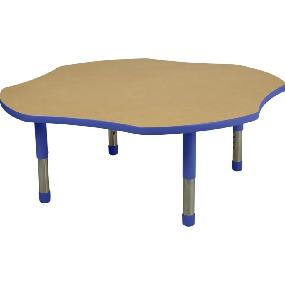 48" x 48" Clover Activity Table with Adjustable Tiny Tot Legs - Maple/Blue