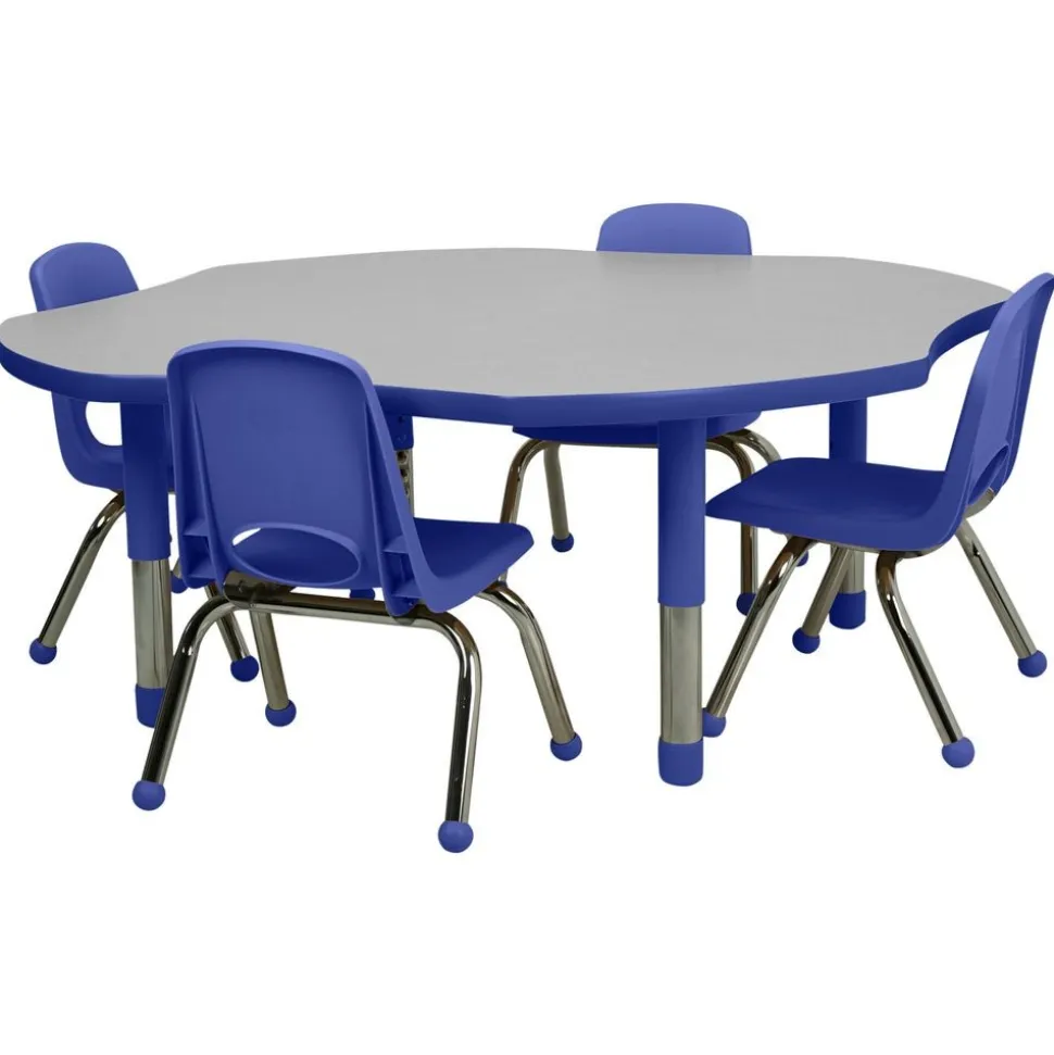 48" x 48" Clover Activity Table with Adjustable Tiny Tot Legs - Gray/Blue