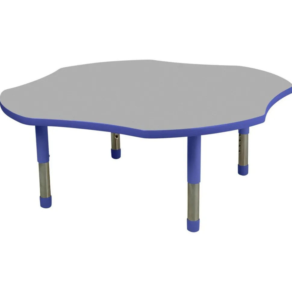 48" x 48" Clover Activity Table with Adjustable Tiny Tot Legs - Gray/Blue