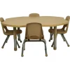 48" x 48" Clover Activity Table with Adjustable Tiny Tot Legs - Maple/Maple
