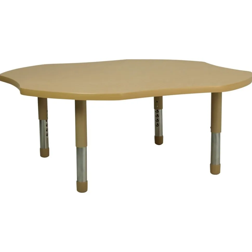 48" x 48" Clover Activity Table with Adjustable Tiny Tot Legs - Maple/Maple