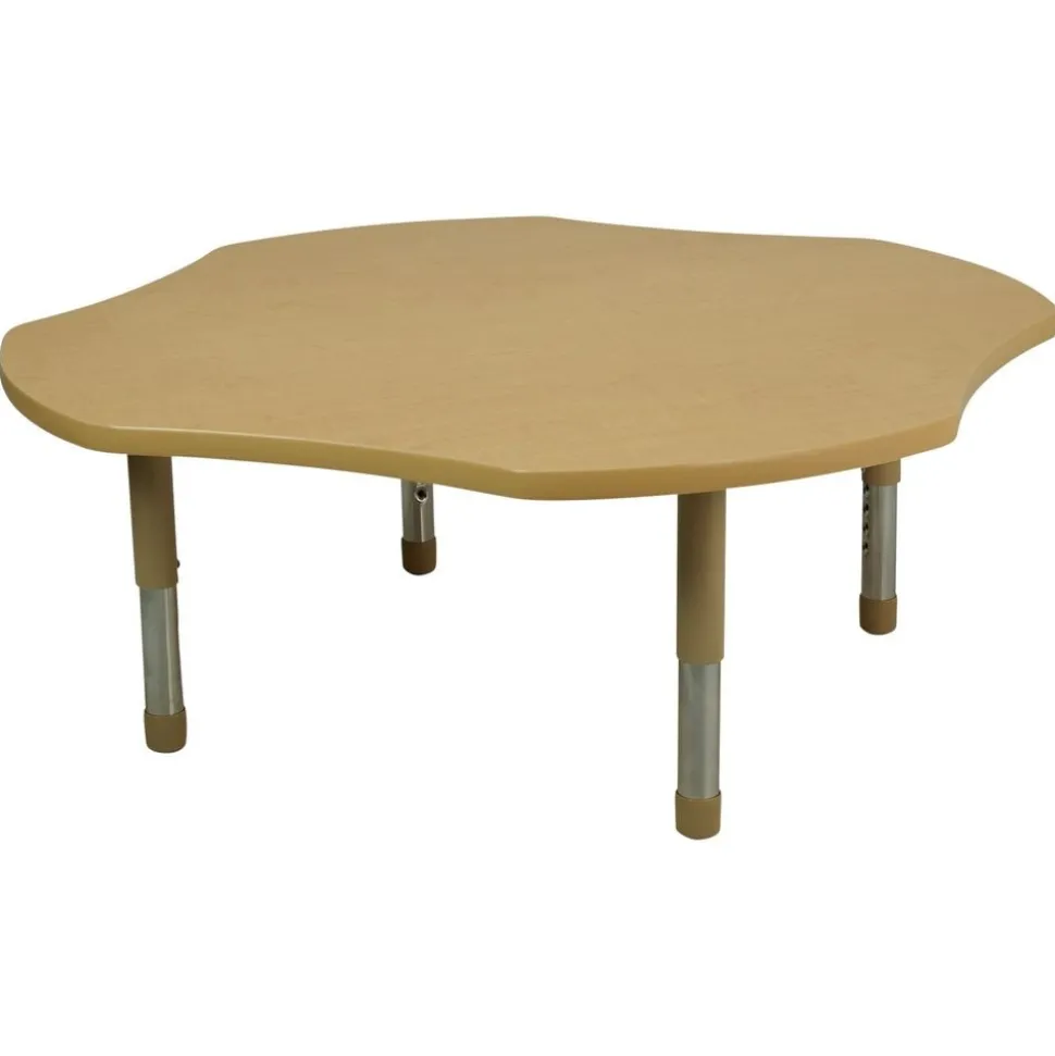 48" x 48" Clover Activity Table with Adjustable Tiny Tot Legs - Maple/Maple