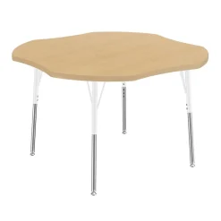 48" x 48" Clover Thermofused Woodgrain Activity Table with Adjustable Standard Legs - Maple/White