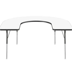 60" x 66" Horseshoe Dry-Erase Activity Table with Adjustable Swivel Glide Legs - White/Black