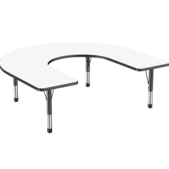60" x 66" Horseshoe Dry-Erase Activity Table with Adjustable Chunky Legs - White/Black