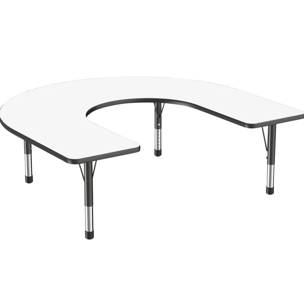 60" x 66" Horseshoe Dry-Erase Activity Table with Adjustable Chunky Legs - White/Black