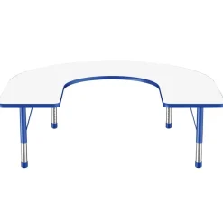 60" x 66" Horseshoe Dry-Erase Activity Table with Adjustable Chunky Legs - White/Blue