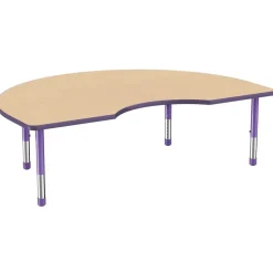 48" x 72" Kidney Activity Table with Adjustable Chunky Legs - Maple/Purple