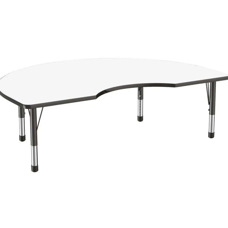 48" x 72" Kidney Dry-Erase Activity Table with Adjustable Chunky Legs - White/Black