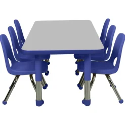 24" x 60" Rectangle Activity Table with Adjustable Tiny Tot Legs - Gray/Blue