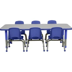 24" x 60" Rectangle Activity Table with Adjustable Tiny Tot Legs - Gray/Blue